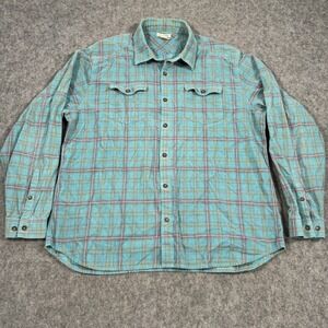 Carbon 2 Cobalt Blue Plaid Corduroy Long Sleeve Button Down Top Men's Size Large
